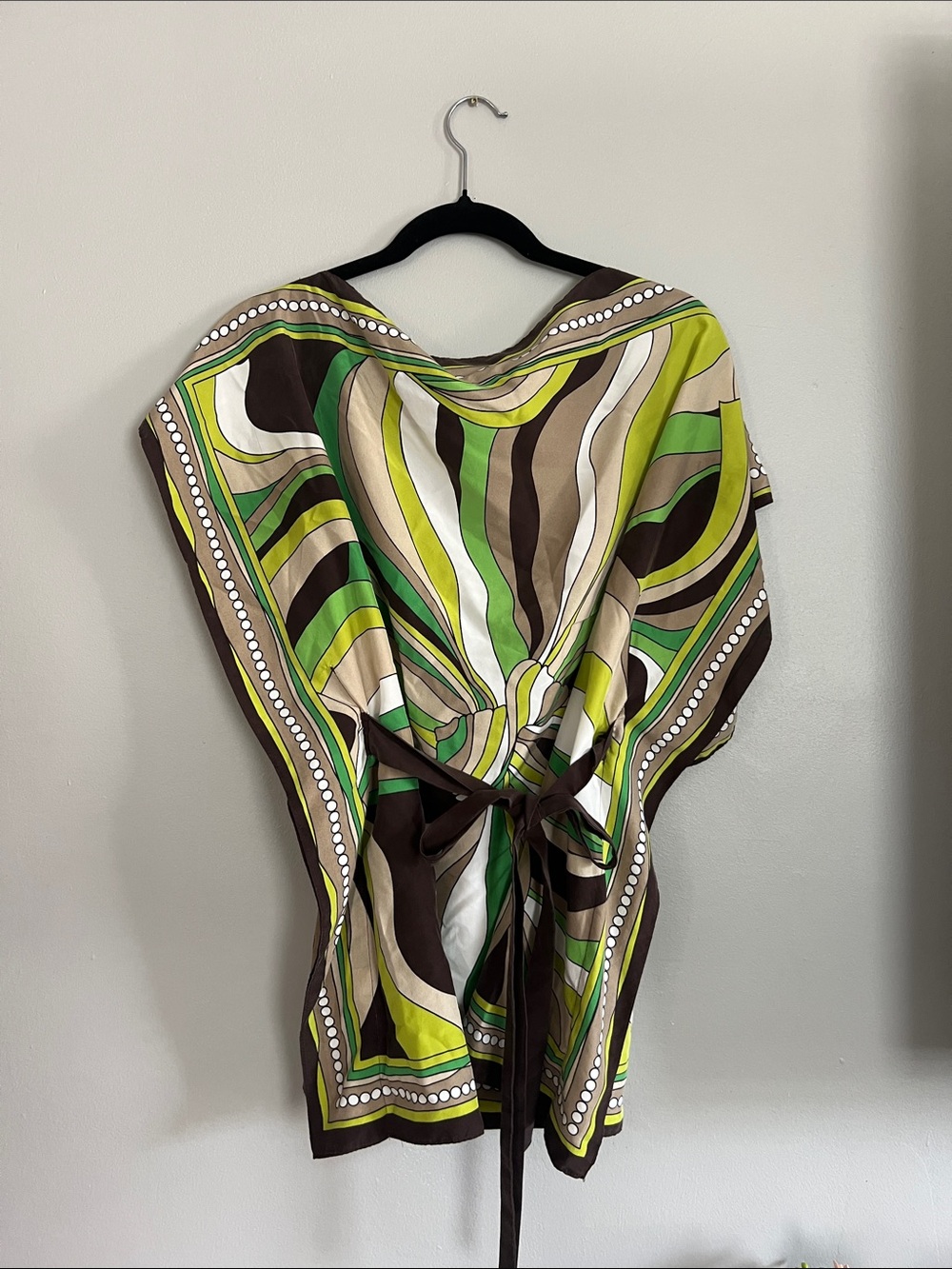Michael Kors Green and Brown Abstract Print Blouse